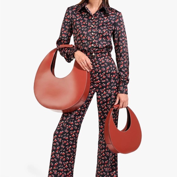 staud large moon croc embossed bag saddle - Picture 8 of 8